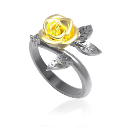 Elegant Flower Engagement Ring - Alloy with Diamond-Style Inlay 2025 - Buy Center