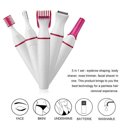 5 in 1 Women Hair Removal Shaver - Painless Electric Razor, Portable Design - Buy Center