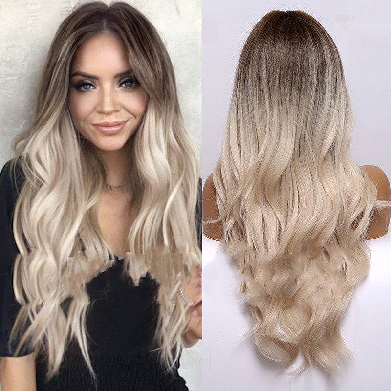 Gradient Golden Long Curly Wig - Trendy Cosplay & Daily Style Accessory - Buy Center