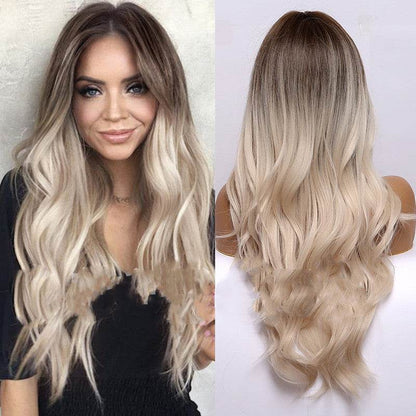 Gradient Golden Long Curly Wig - Trendy Cosplay & Daily Style Accessory - Buy Center