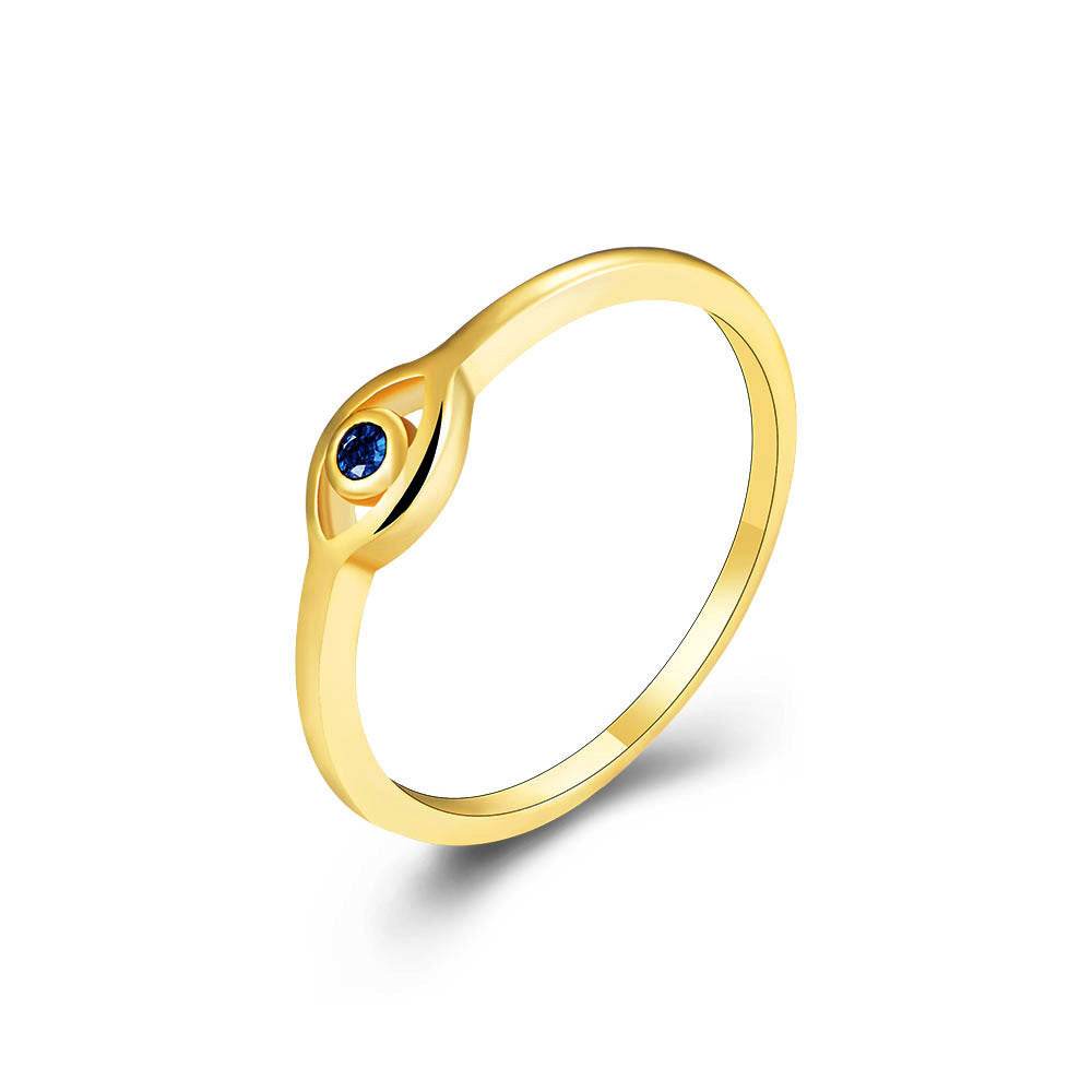 925 Sterling Silver Evil Eye Ring - 18K Gold Plated for Women - Buy Center