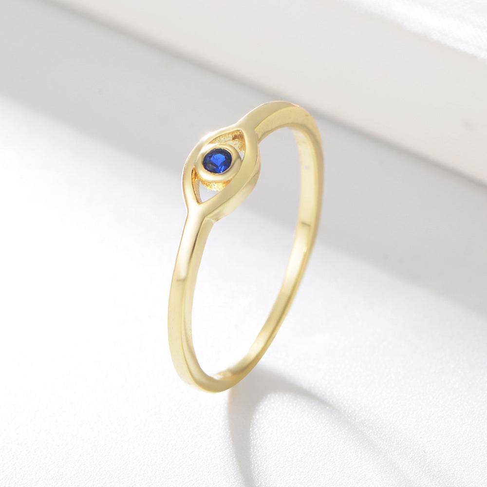 925 Sterling Silver Evil Eye Ring - 18K Gold Plated for Women - Buy Center