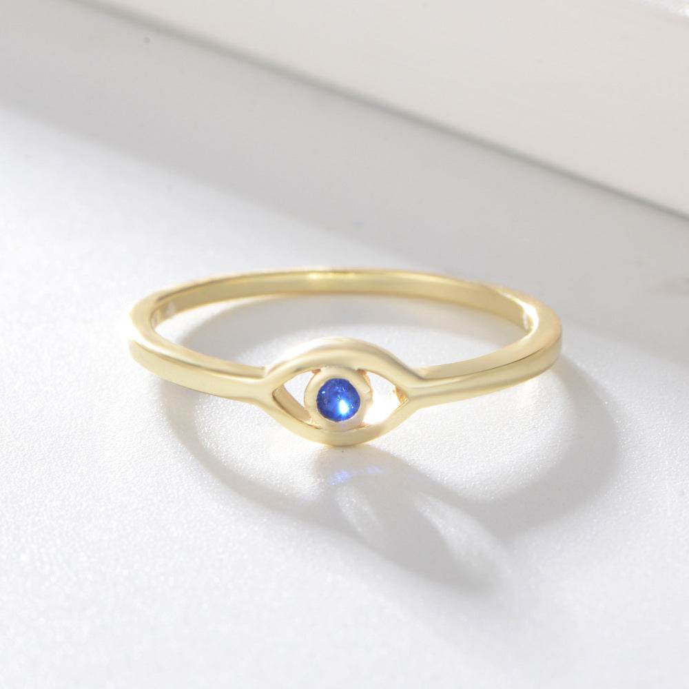 925 Sterling Silver Evil Eye Ring - 18K Gold Plated for Women - Buy Center