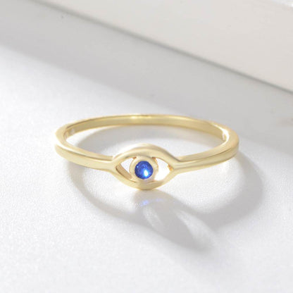 925 Sterling Silver Evil Eye Ring - 18K Gold Plated for Women - Buy Center