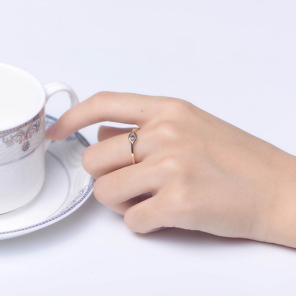 925 Sterling Silver Evil Eye Ring - 18K Gold Plated for Women - Buy Center