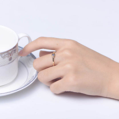 925 Sterling Silver Evil Eye Ring - 18K Gold Plated for Women - Buy Center