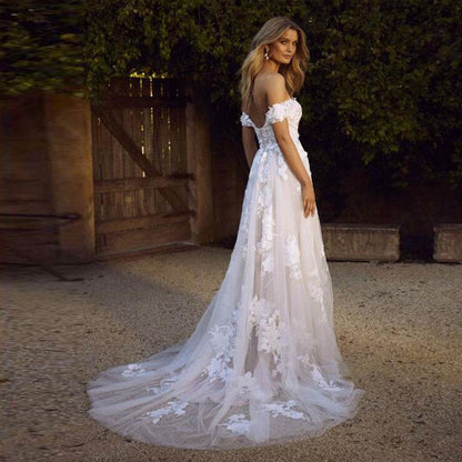 Off-Shoulder Lace Wedding Dress - Elegant A-Line Bridal Gown 2025 - Buy Center