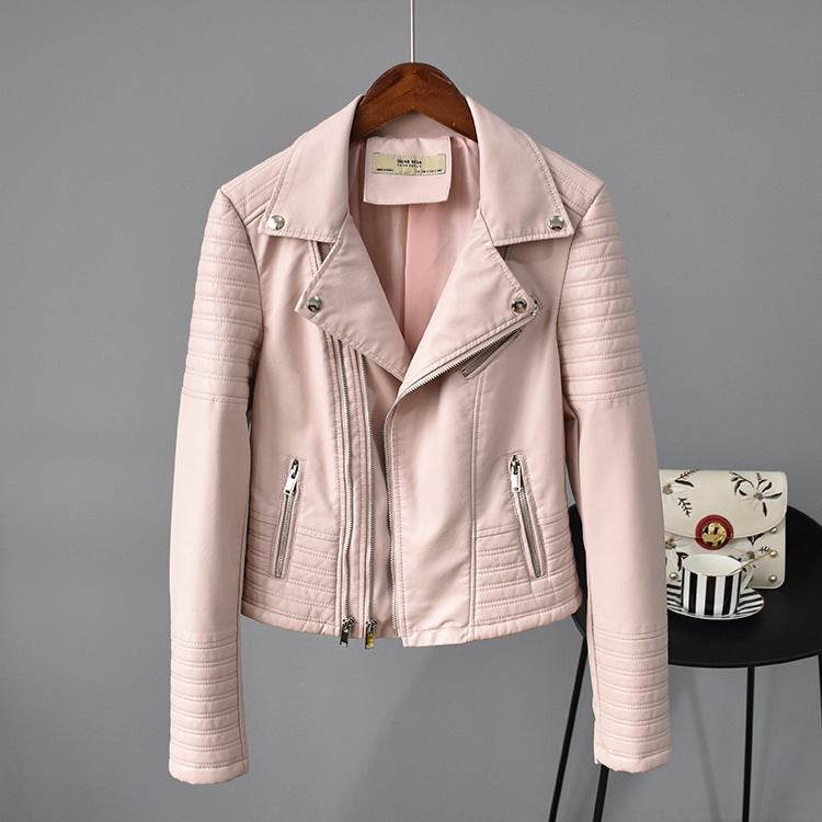 Buycenter Women’s PU Leather Jacket - Short Suit Collar, Stylish & Trendy - Buy Center