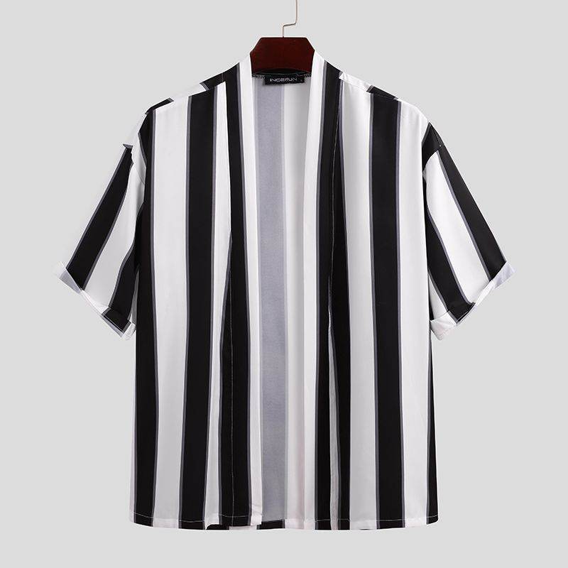 Men's Summer Striped Beach Pajama Set - Comfortable Leisurewear in 100% Polyester - Buy Center