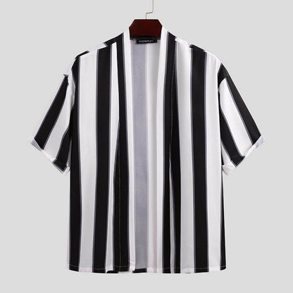 Men's Summer Striped Beach Pajama Set - Comfortable Leisurewear in 100% Polyester - Buy Center