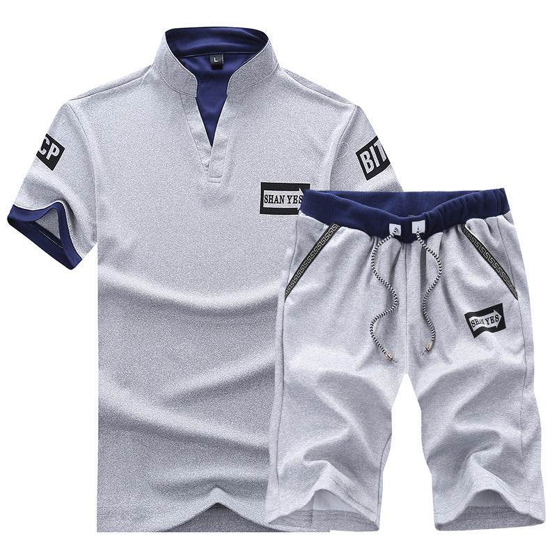 Men's Casual V-Neck T-Shirt & Shorts Set - Stylish Sports Suit 2025 - Buy Center