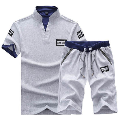 Men's Casual V-Neck T-Shirt & Shorts Set - Stylish Sports Suit 2025 - Buy Center