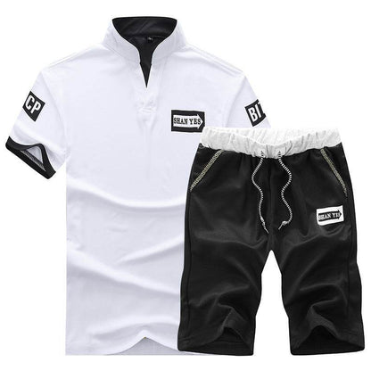 Men's Casual V-Neck T-Shirt & Shorts Set - Stylish Sports Suit 2025 - Buy Center