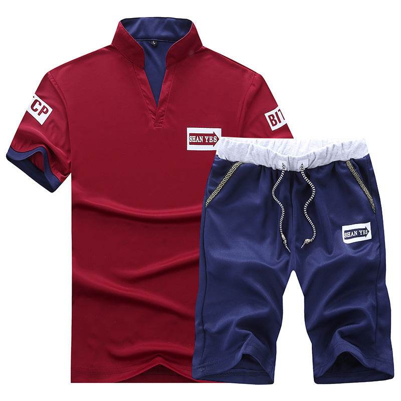 Men's Casual V-Neck T-Shirt & Shorts Set - Stylish Sports Suit 2025 - Buy Center