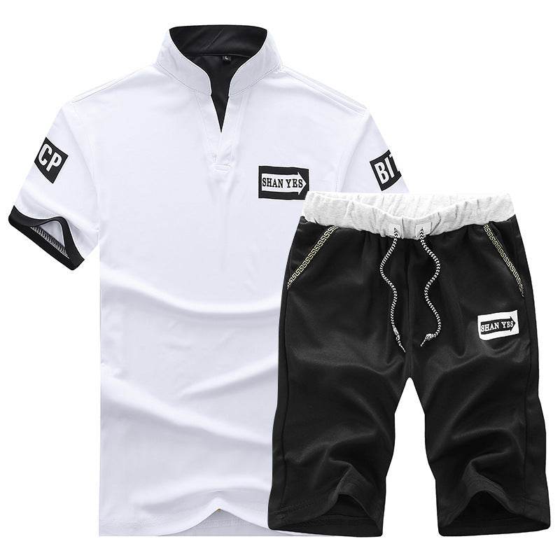 Men's Casual V-Neck T-Shirt & Shorts Set - Stylish Sports Suit 2025 - Buy Center
