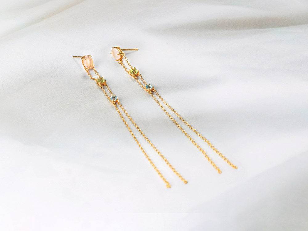 925 Silver Olivine Topaz Jewelry Set - Elegant Fringed Design for Women - Buy Center