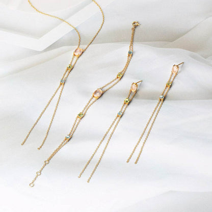 925 Silver Olivine Topaz Jewelry Set - Elegant Fringed Design for Women - Buy Center