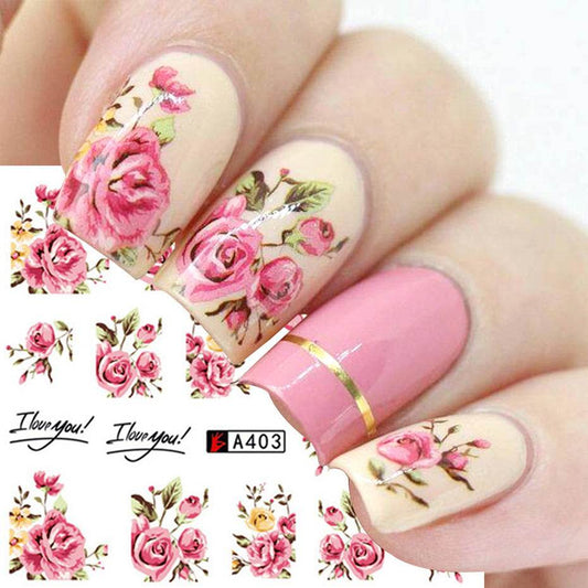 Eco-Friendly Rose Nail Sticker - Red Flower & Bowknot for Nail Art - Buy Center