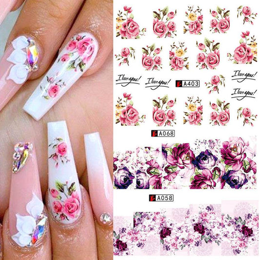 Eco-Friendly Rose Nail Sticker - Red Flower & Bowknot for Nail Art - Buy Center