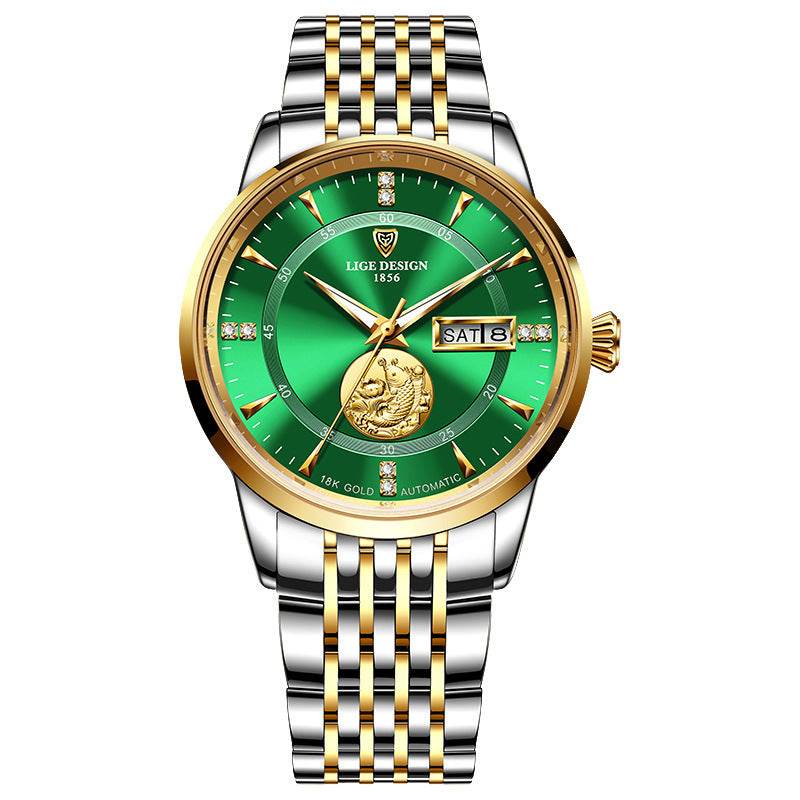 Buy Center Men's Mechanical Watch - Waterproof, Double Calendar, Luminous Design - Buy Center