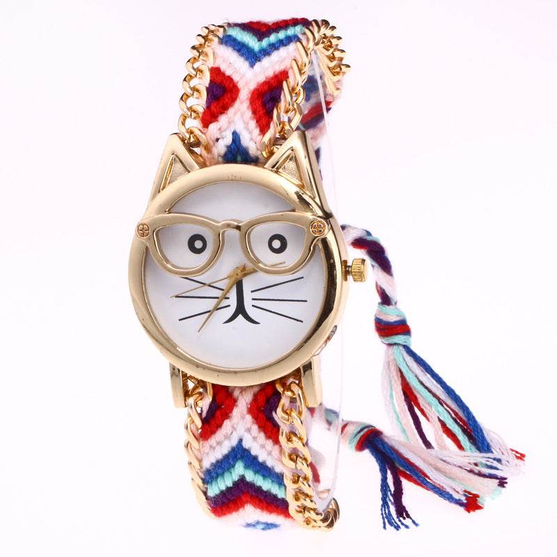 DIY Hand-Knitted Woolen Cat Face Watch - Unique Style for Kids 2025 - Buy Center