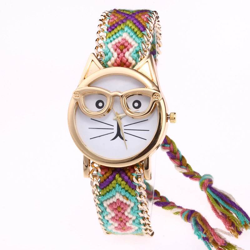 DIY Hand-Knitted Woolen Cat Face Watch - Unique Style for Kids 2025 - Buy Center