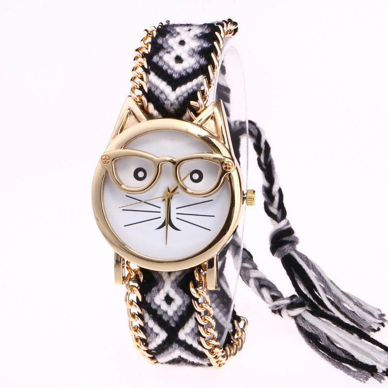 DIY Hand-Knitted Woolen Cat Face Watch - Unique Style for Kids 2025 - Buy Center