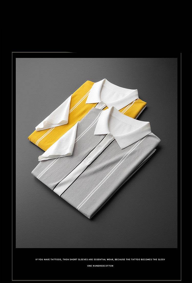 Men's Ice Silk Shirt - Stylish Geometric Color Matching Tee for Summer - Buy Center