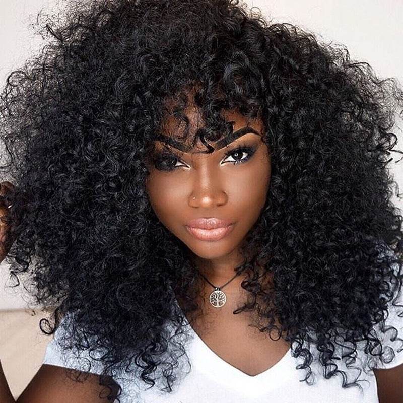 European American Wigs - African Curly Hair & Fluffy Bangs 2025 Style - Buy Center