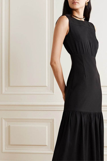 Buycenter Black Round Neck Sleeveless Dress - Elegant Long Skirt for Ladies - Buy Center