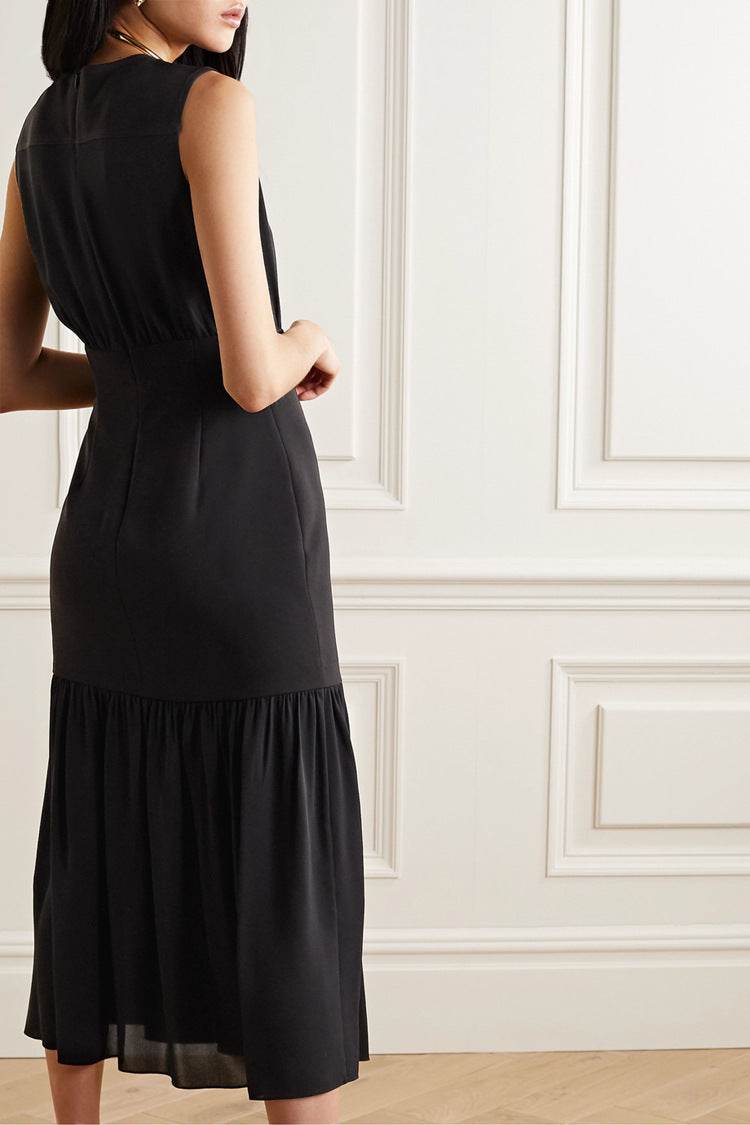 Buycenter Black Round Neck Sleeveless Dress - Elegant Long Skirt for Ladies - Buy Center