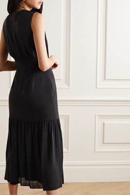 Buycenter Black Round Neck Sleeveless Dress - Elegant Long Skirt for Ladies - Buy Center