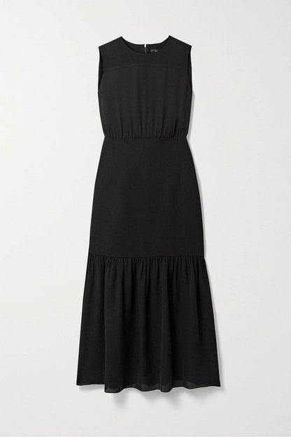 Buycenter Black Round Neck Sleeveless Dress - Elegant Long Skirt for Ladies - Buy Center
