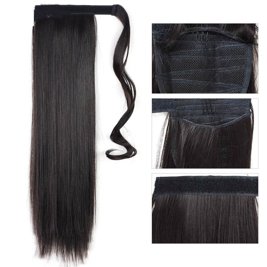 Long Straight Clip In Ponytail Extension - Heat Resistant, 22 Inches - Buy Center