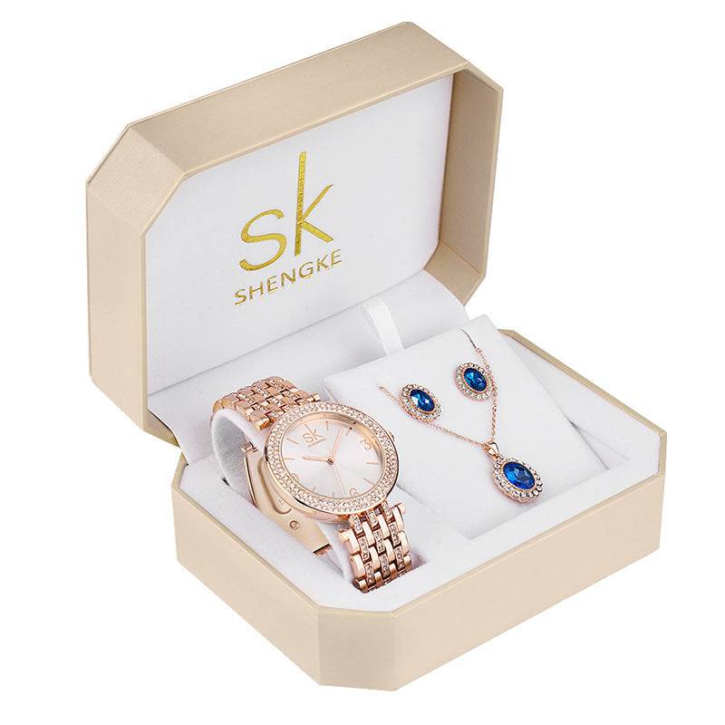 Elegant Three-Piece Rose Gold Watch Set - Waterproof & Stylish Design - Buy Center