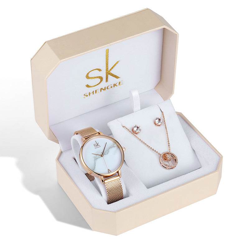 Elegant Three-Piece Rose Gold Watch Set - Waterproof & Stylish Design - Buy Center