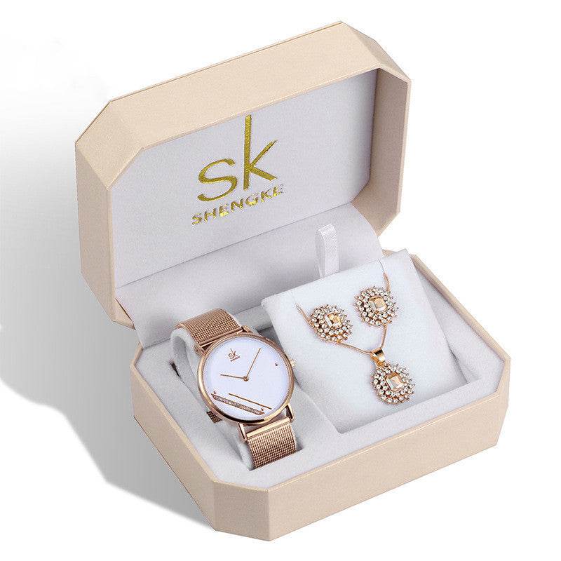 Elegant Three-Piece Rose Gold Watch Set - Waterproof & Stylish Design - Buy Center