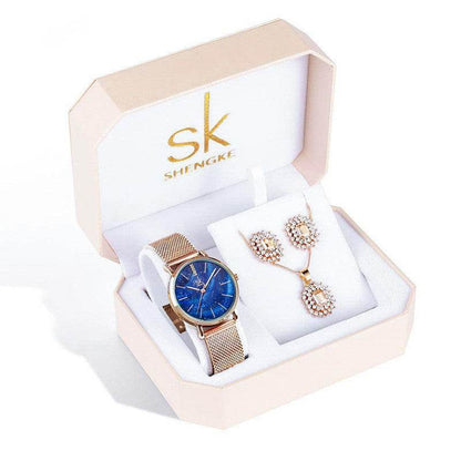 Elegant Three-Piece Rose Gold Watch Set - Waterproof & Stylish Design - Buy Center