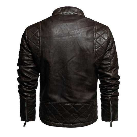 Men's Leather Motorcycle Jacket - Warm Velvet Lining for Autumn Winter - Buy Center