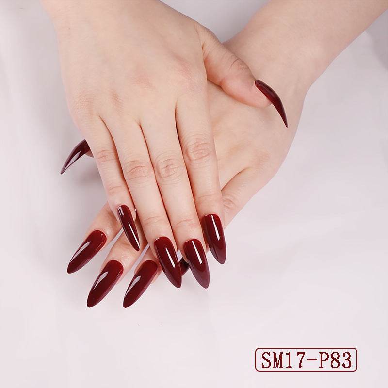 Long Pointed False Nails - Trendy Solid Colors for DIY Manicures 2025 - Buy Center