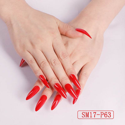 Long Pointed False Nails - Trendy Solid Colors for DIY Manicures 2025 - Buy Center
