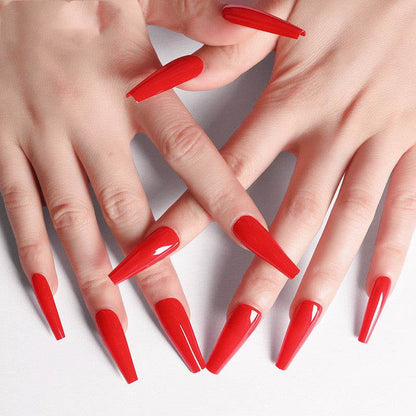 Long Coffin Fake Nails - Vibrant Colors, Easy Application Nail Art - Buy Center
