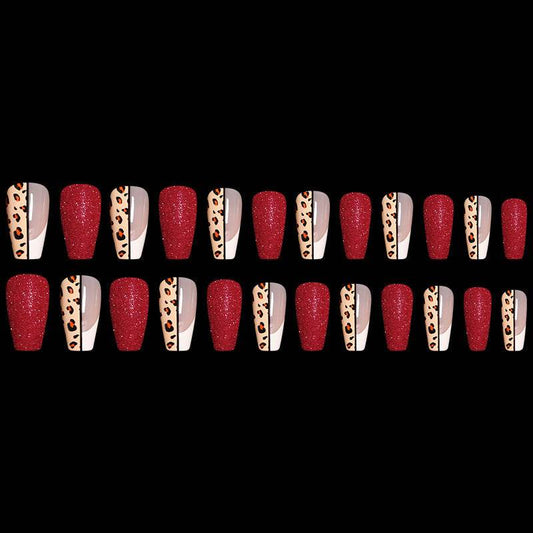 Red Jump Leopard Print False Nails - Instant Glam & Durability 2025 - Buy Center