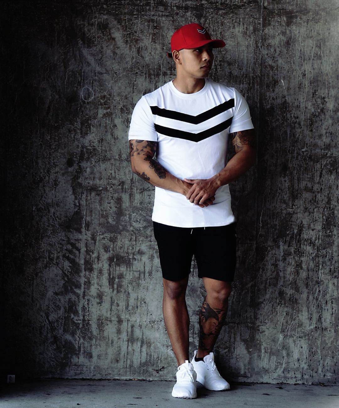 Buycenter Men's Striped Sports T-shirt - Summer Fitness Training Top - Buy Center