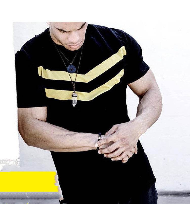 Buycenter Men's Striped Sports T-shirt - Summer Fitness Training Top - Buy Center