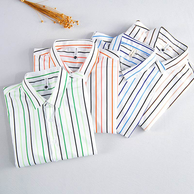 Buycenter Casual Color Striped Shirt - Long Sleeve, Square Collar, M-3XL - Buy Center