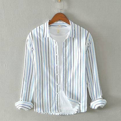 Buycenter Casual Color Striped Shirt - Long Sleeve, Square Collar, M-3XL - Buy Center