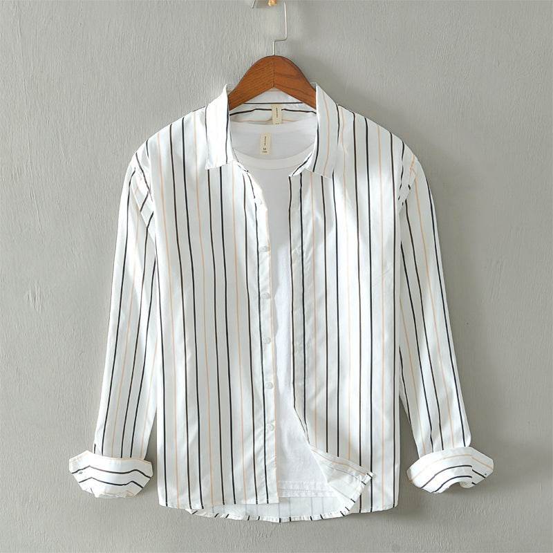 Buycenter Casual Color Striped Shirt - Long Sleeve, Square Collar, M-3XL - Buy Center