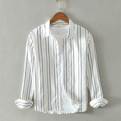 Buycenter Casual Color Striped Shirt - Long Sleeve, Square Collar, M-3XL - Buy Center