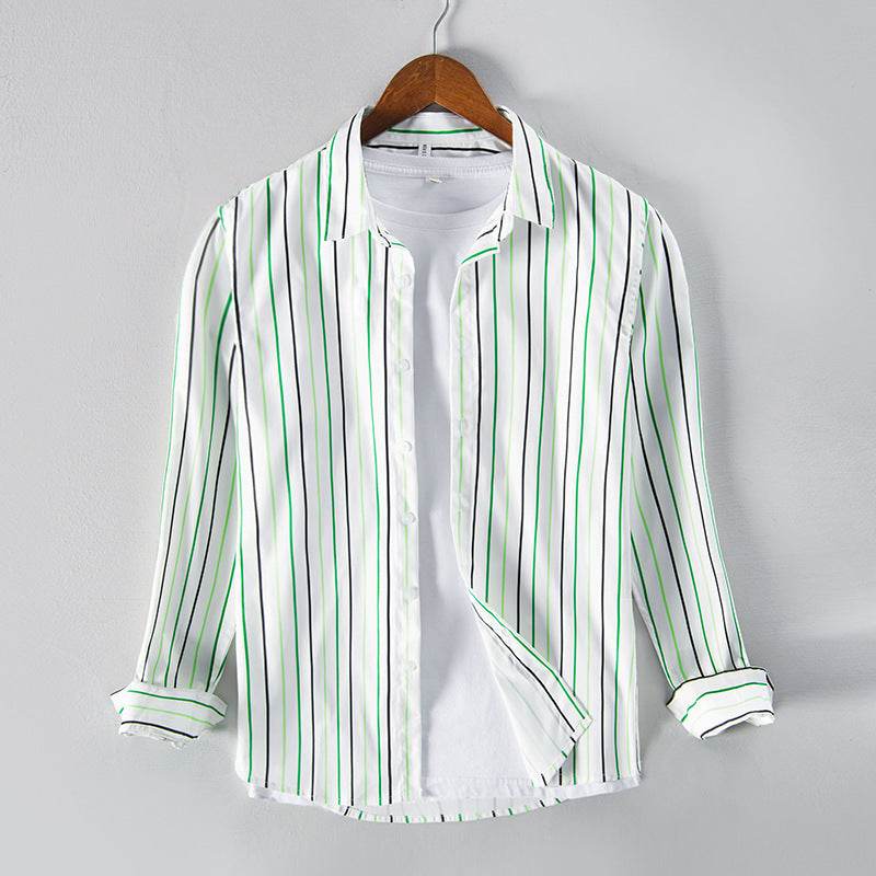 Buycenter Casual Color Striped Shirt - Long Sleeve, Square Collar, M-3XL - Buy Center